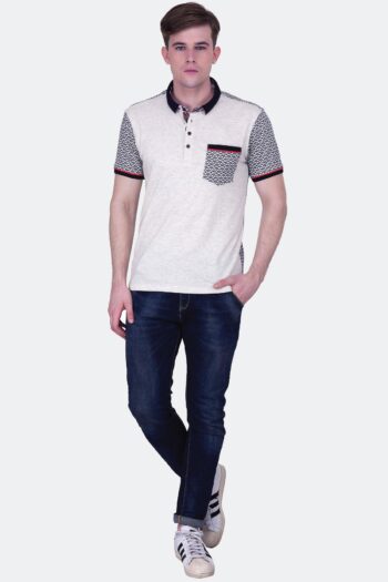 Melange Polo with Print Details