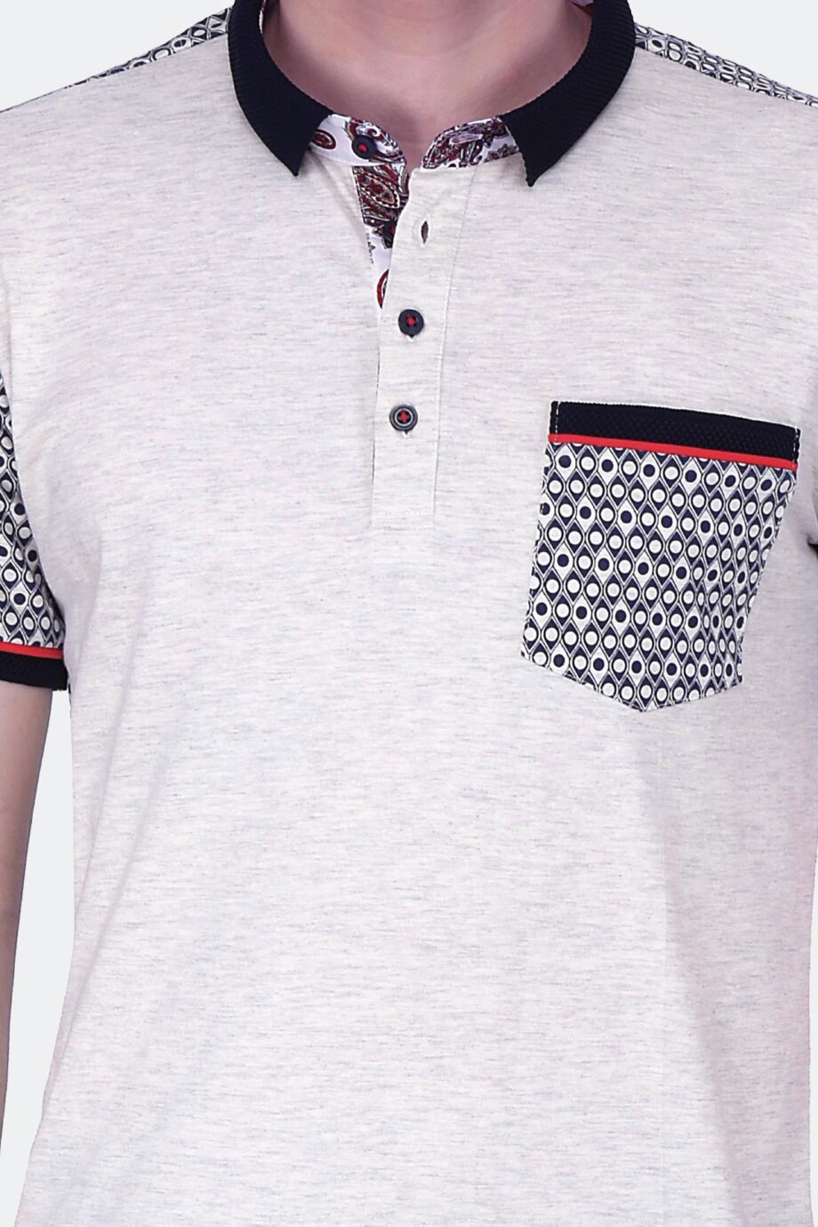 Melange Polo with Print Details