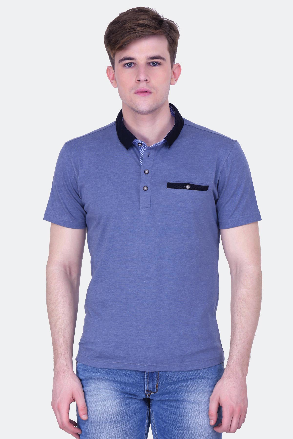 Jersy Polo with Jaquard Collar - Quontico