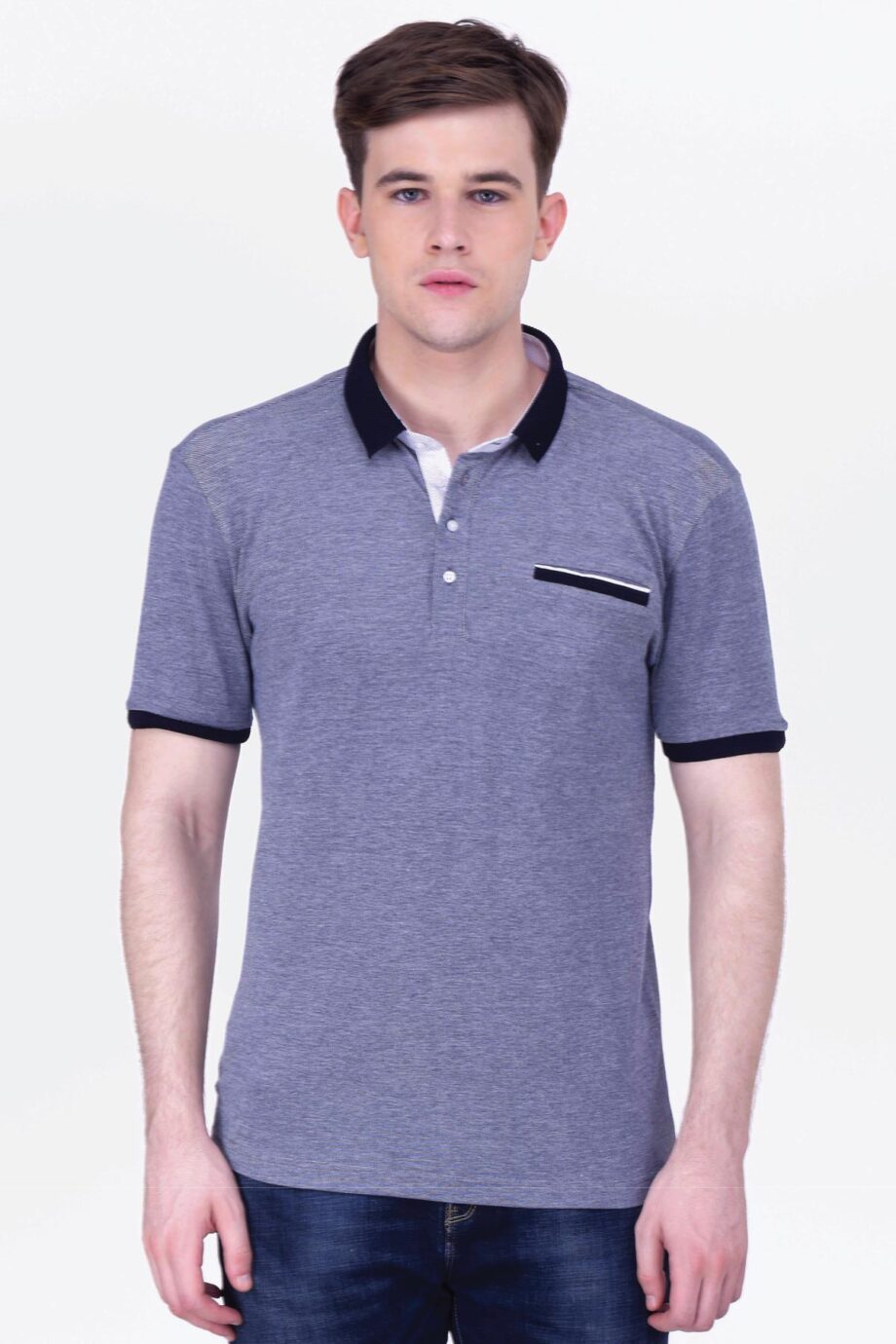 Jaquard Collar Pique Polo