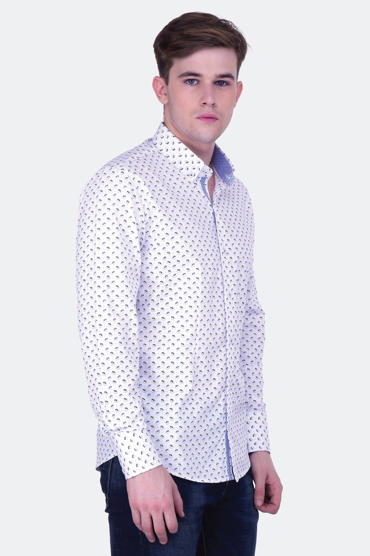 Two Colour Paisely Print Shirt - Quontico