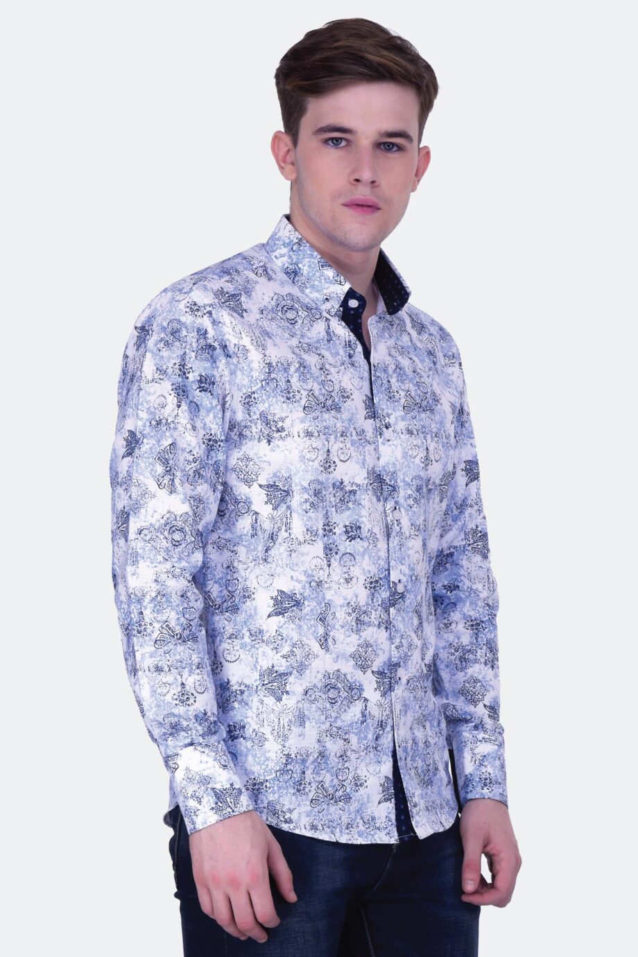 Full Sleeve Printed Linen Shirt - Quontico