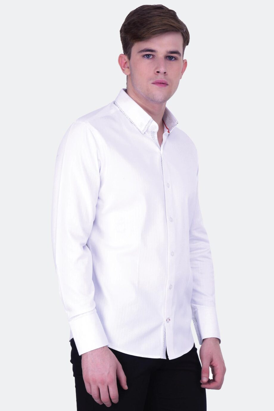 Self Stripe Shirt with Printed Trims