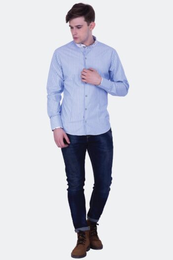 Stripe Shirt with Printed Collar